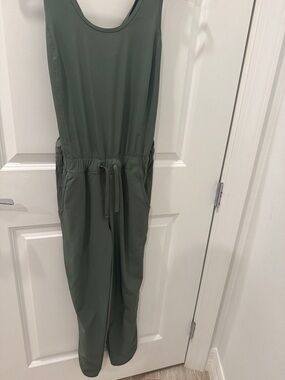 Women's Olive Green Drawstring Jumpsuit